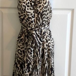 Banana Republic Animal Print Mini Dress - Black and Cream